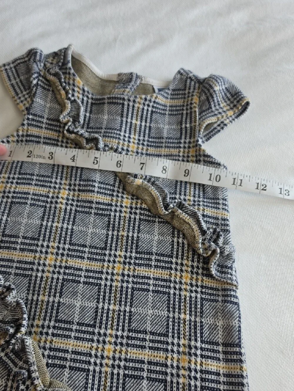 JANIE AND JACK | Plaid Ruffle Cap Sleeve Cotton Sweater Dress Preppy Fall | 4